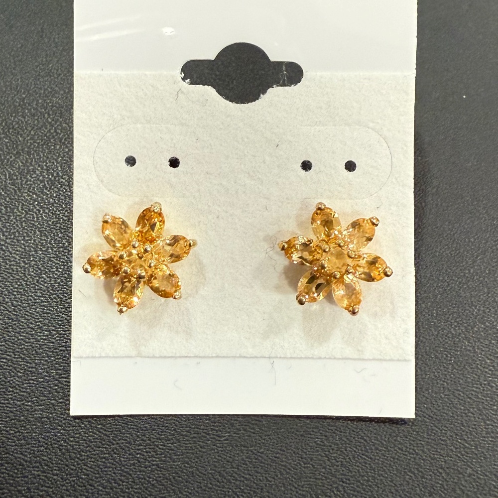 Citrine crystal star earring